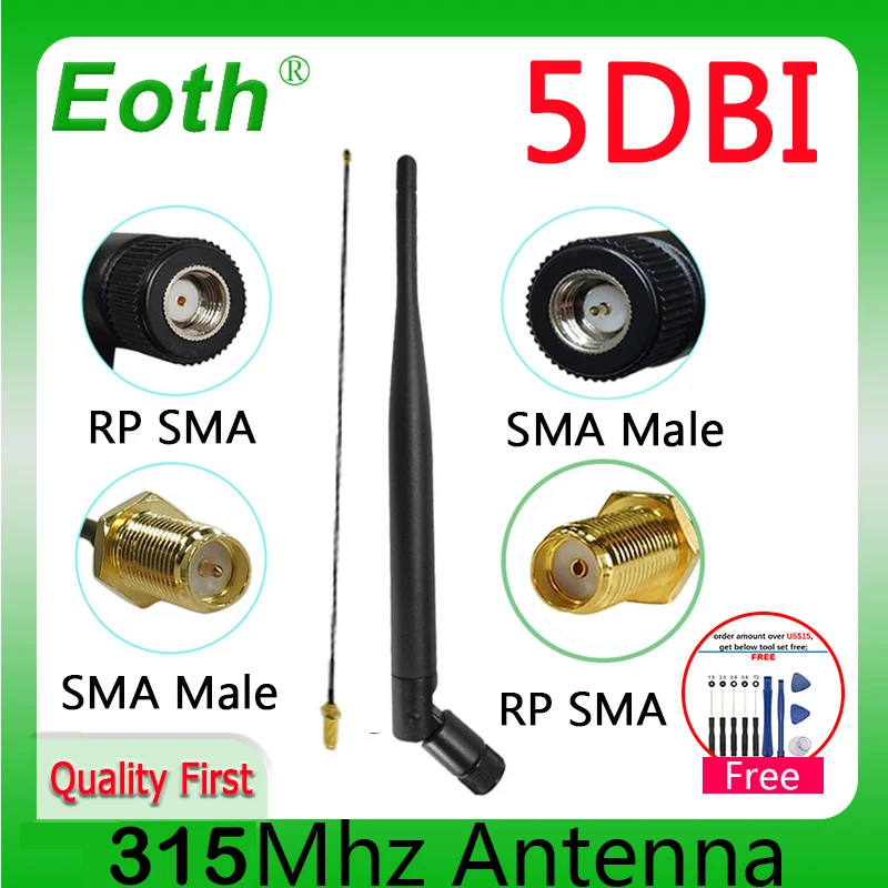 100p 315Mhz Antény LORA 5dbi GSM 315 mhz RP-SMA Konektor Gumy 315m Lorawan IPX internet vecí SMA Male Predlžovací Kábel Kábel Pigtail