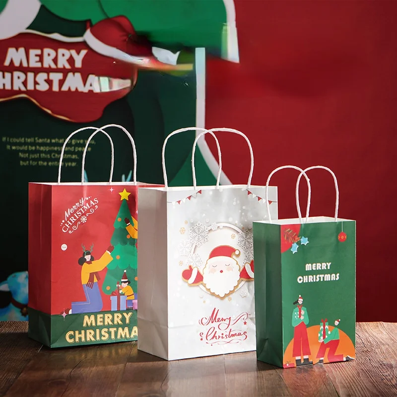 10pc/set Vianočných Kraft Papier Candy Darčekové tašky Kabelky Nádherné 2022 Veselé Vianočné Festival Balenie Vrecia Darčekovej krabičke