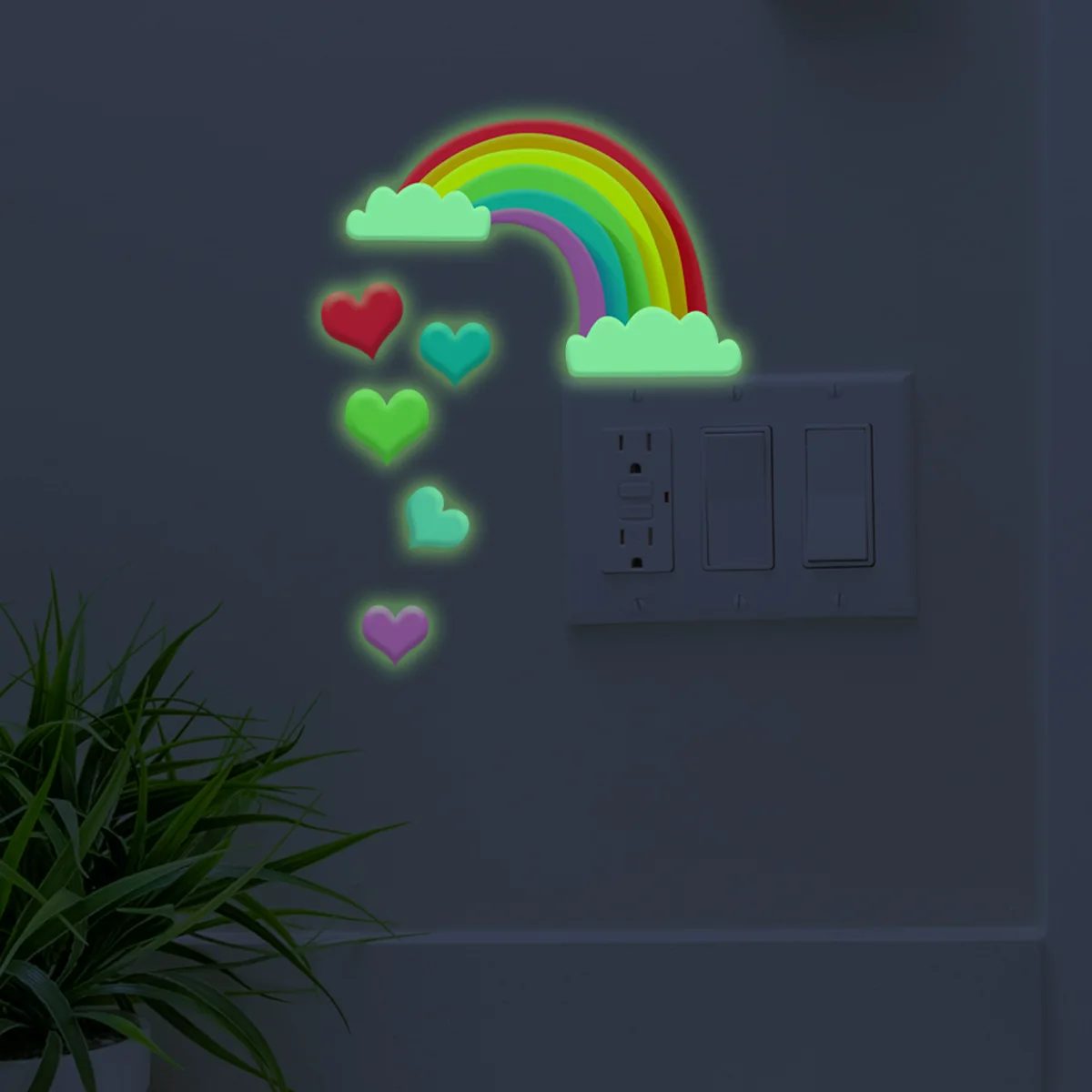 11.5*11.5 cm Nálepky na Stenu Svetelný Rainbow Láska Stene Nálepku, Prepnite Nálepky Obývacia Izba Odtlačkový Nástenné Nástenné Samolepiace Nálepky