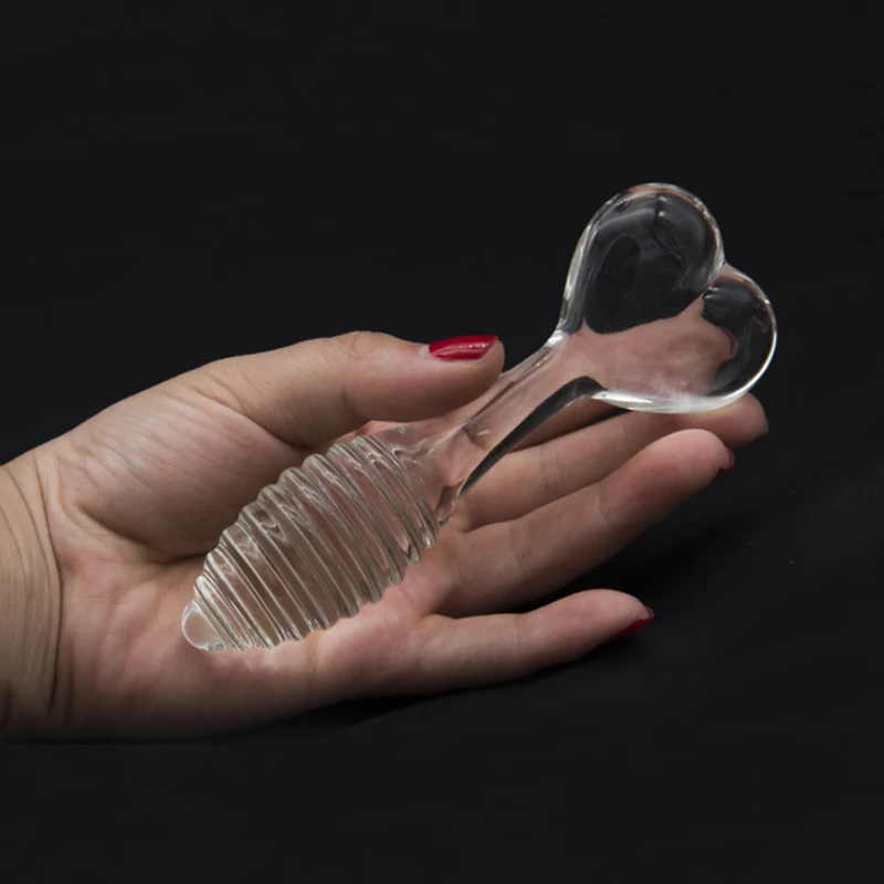 12.5 cm Pyrex Glass Malé Dildo Umelý Penis Krištáľové Srdce Falošné Análny Zástrčku Kábla Masturbovať G Mieste Sexuálne Hračky Pre Gay Ženy Muži