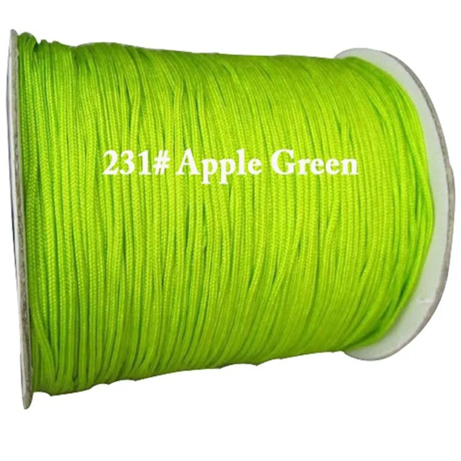 1mm Apple Green Výplet Nylon Kábel+350m/Rolka+DIY Šperky Príslušenstvo Pletená Niť Macrame Lano Náramok Lištovanie Reťazec