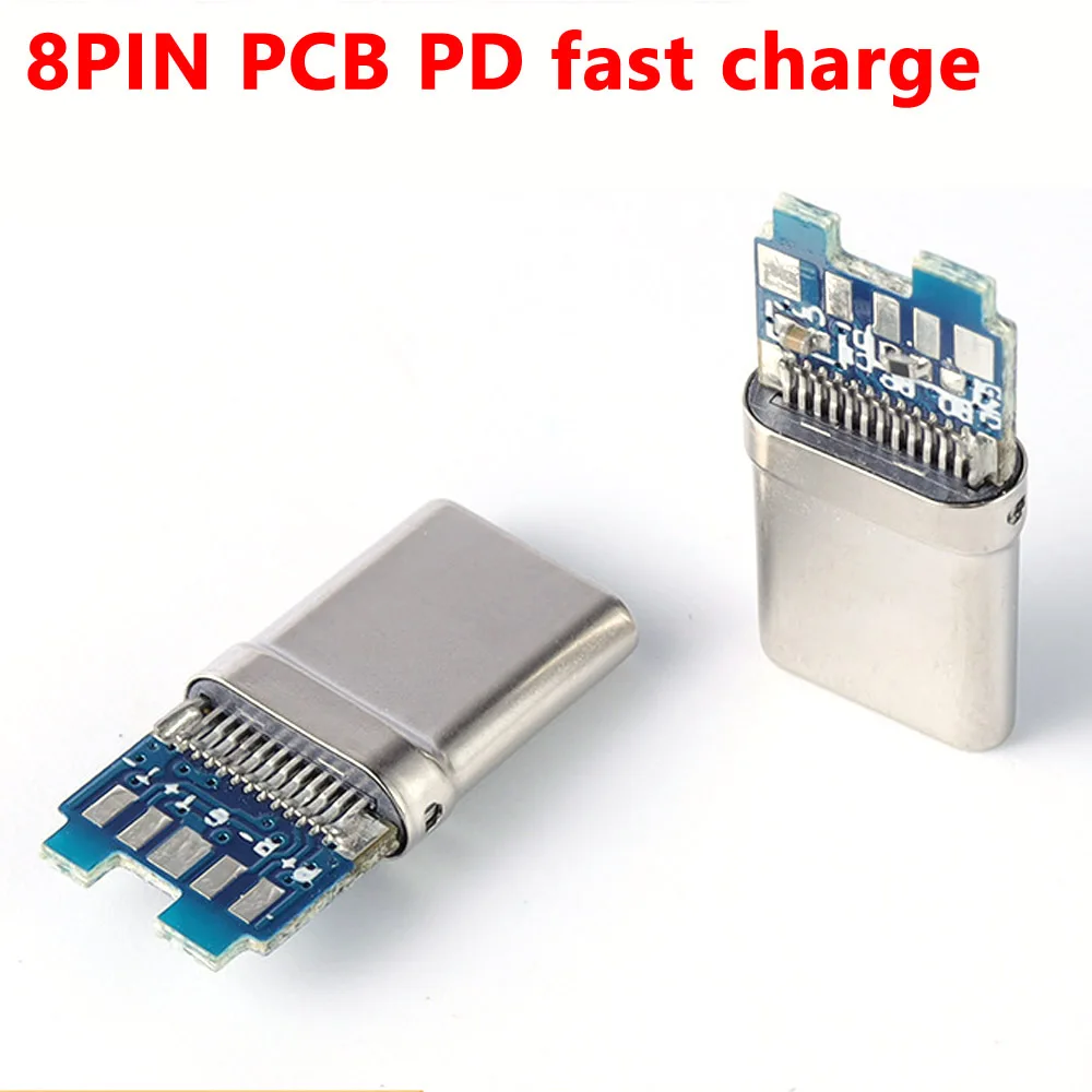 1pc 8PIN USB 3.0 Typ C s doskou PD rýchle nabíjanie Konektor 8Pin male Zásuvka nádoby Cez Diery 8 Pinov Podporu PCB Dosky