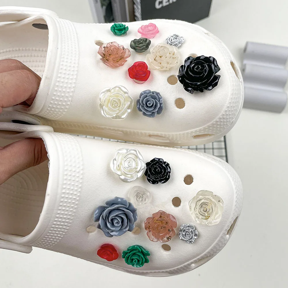 1Set JIBZ Croc Charms Dizajnér Bling Luxusné Kvetinové Topánky Príslušenstvo pre Croc Zlatou Záhradou Topánky Farba Kvetu Topánky Dekorácie