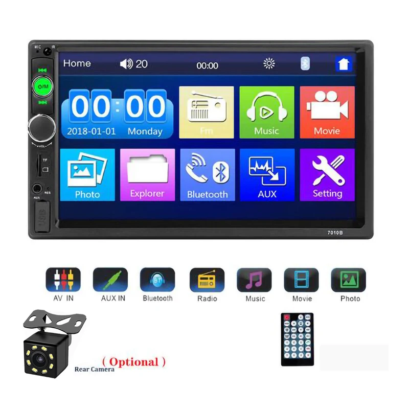 2 din auto, 7-palcový high-definition multimedia player, MP5 dotykový displej digitálny displej Bluetooth multimediálne USB Autoradio s GPS