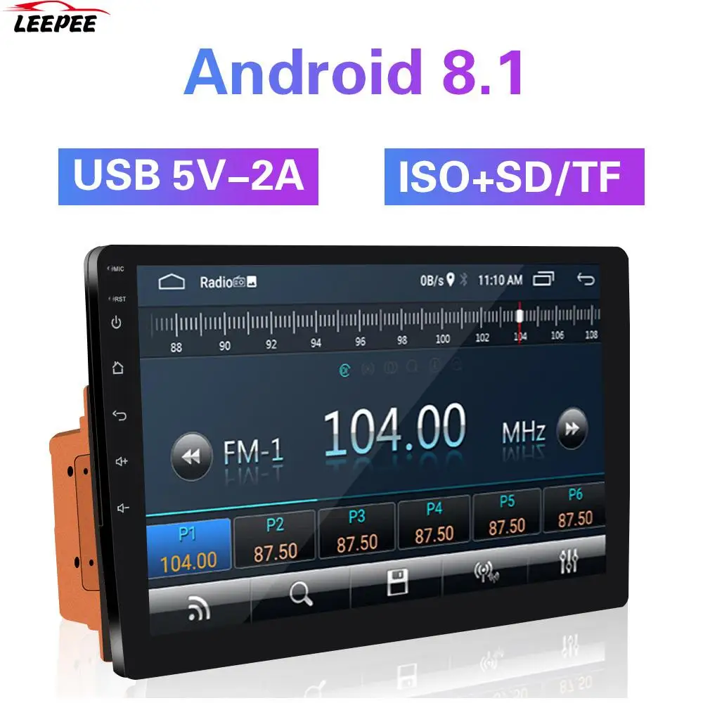 2 Din Auto Diely Android, 8.1, autorádio, WiFi, Bluetooth MP5 Auto Multimediálny MP5 Prehrávač Zdvíhateľnej GPS Autoradio 10