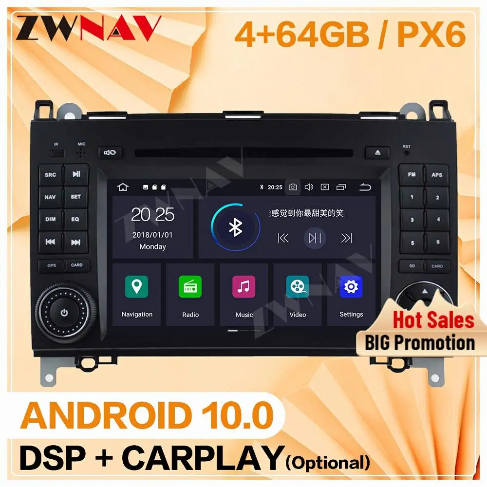 2 din Pre Mercedes Benz Sprinte B200 Vito Viano Android hráč Auto video, audio Rádio GPS IPS navigáciu základnú jednotku auto stereo
