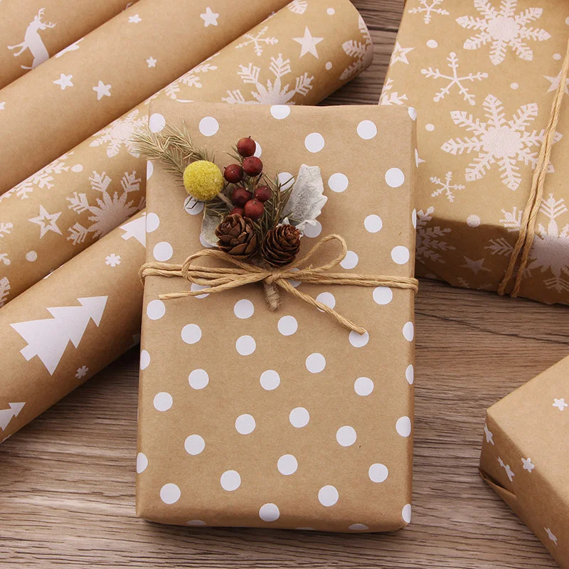 2 ks Новый Год Vianočné Ozdoby Domov Narodeninovej oslavy Svadby Diy Craft Papier 44x100cm jednostranný Vianočný Baliaci Papier