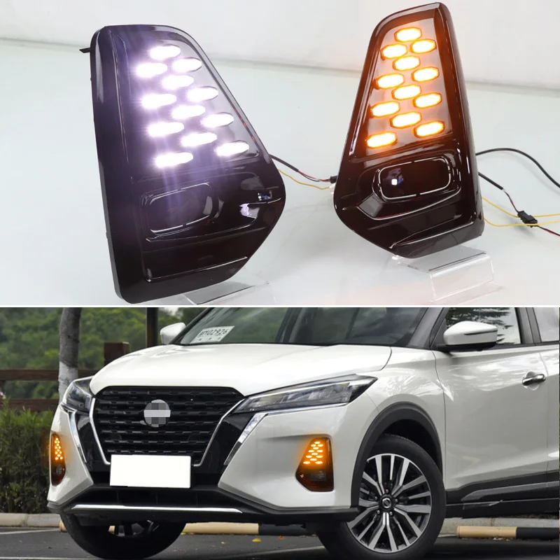 2KS LED Denných prevádzkových Svetlo Na Nissan Kopy 2021 2022 Nepremokavé ABS 12V Auto DRL s hmlové svietidlo diera