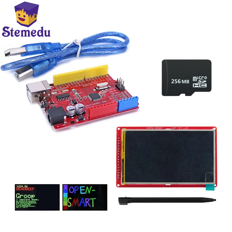 3.3 V/5V ATmega328P čip microcontroller development board + 3,5 palcový TFT LCD expansion board + pero + SD karty TF karta 256MB