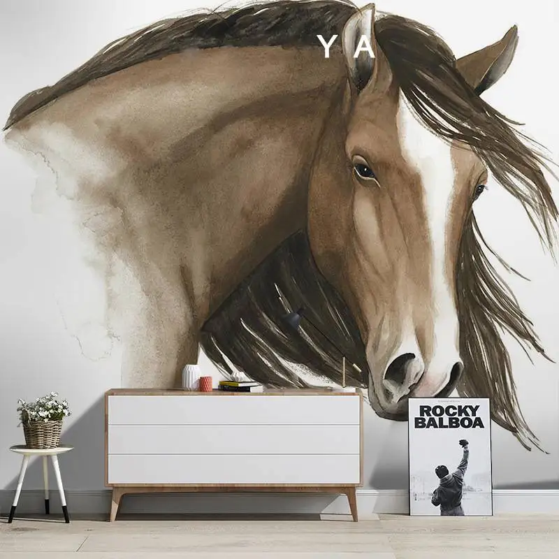 3D Tapety Nordic Ručne maľované Kôň Osobnosti nástenná maľba na Stenu Povlak, TV joj, Domova pre Obývacia Izba, Spálňa