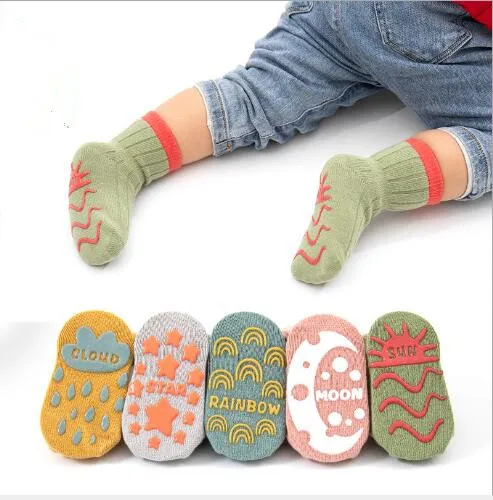3Pairs 0-5Y 2021 nové jarné detské ponožky non-slip dávkovanie dieťa, batoľa ponožky roztomilý kreslený raného vzdelávania poschodí ponožky