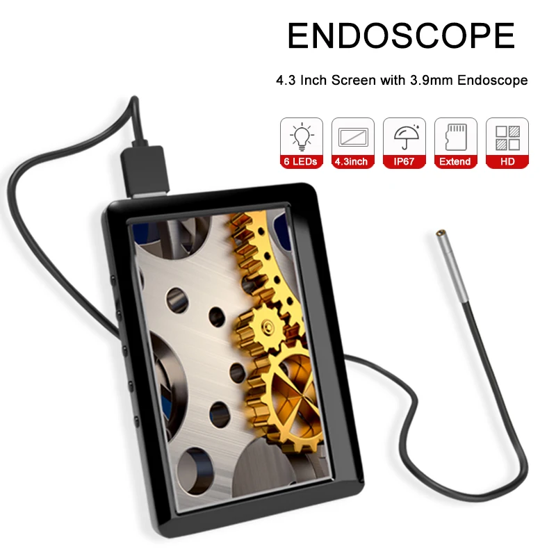 4.3 Inch 2MP 1080P 3.9 mm Bezdrôtový WIFI Endoskopu CMOS Borescope Inšpekcie USB Otoscope Fotoaparát Digitálny Mikroskop