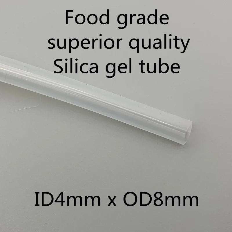 4x8 Silikónové Hadice ID 4 mm vonkajší priemer 8 mm potravinársky Flexibilné Piť Potrubia, Rúry Teplotná Odolnosť Netoxické Transparentné