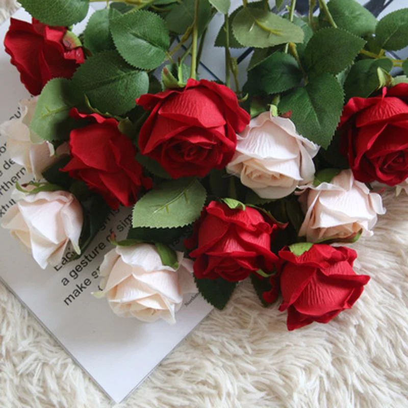 5 ks Umelé Kvety Hodváb Rose Dlho Pobočky Kytice pre Svadobné Domáce Dekorácie Falošné Rastliny DIY Veniec Dodávky Príslušenstvo
