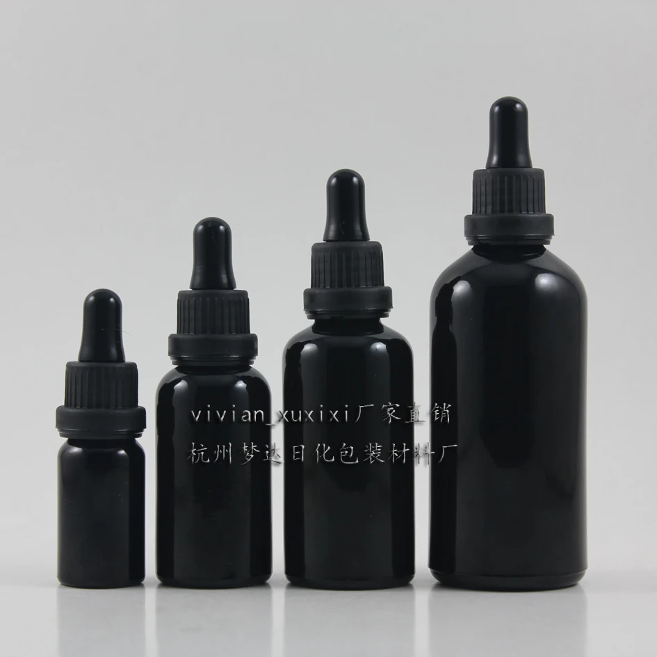 50ml lesklé čierne kvapkadla sklenenej fľaške s čiernym plastovým spp,50ml kvapkadla kontajner prázdny éterické oleje kvapkadla sklenených fliaš