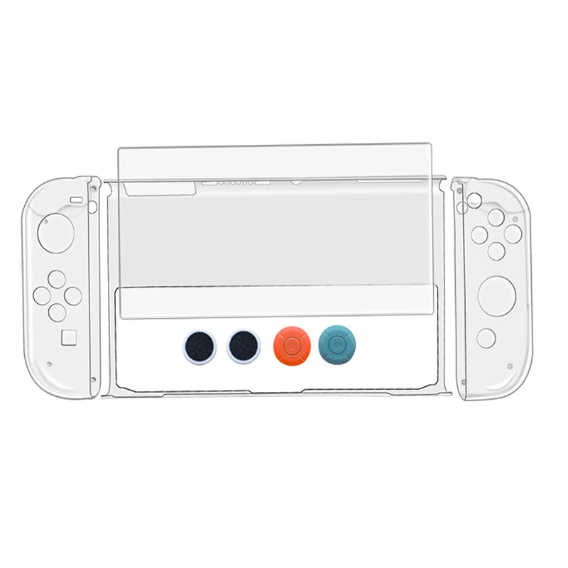 8 v 1 Súprava Crystal Prípade, Ochranné Jasné Shell Pre Nintendo Prepínač OLED Tvrdeného Skla Screen Protector Silikónové Uchopenie Čiapky