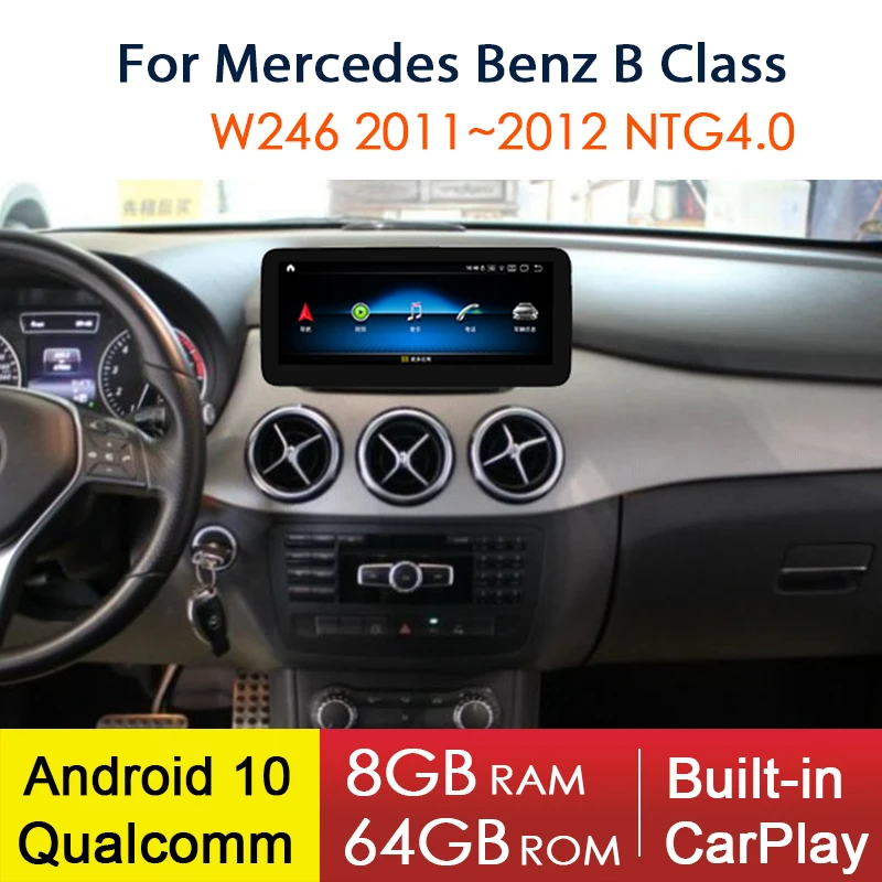 Android 10 Navigácia Na Mercedes-Benz-B-Class W246 2011 2012 Qualcomm NTG 4 Auto Multimediálny Prehrávač Rádio Stereo GPS 8 Jadro WIFI