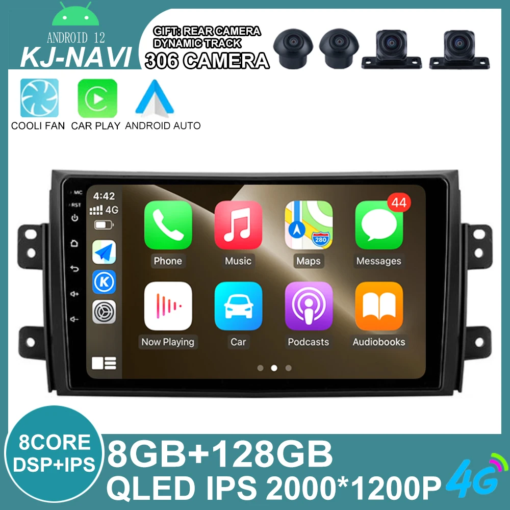 Android 12 Pre Suzuki SX4 1 2006 - 2014 Pre Fiat Sedici 189 2005 - 2014, Auto Rádio Multimediálny Prehrávač Videa Navigácie GPS Stereo
