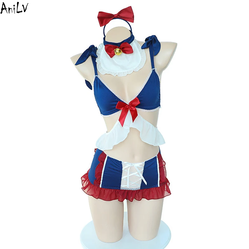 AniLV Cheerleaders Dievča Slúžka Plavky Kostým Ženy Anime Princezná Pyžamá, Spodná Bielizeň, Jednotný Súbor Pool Party Cosplay