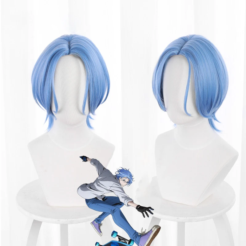 Anime SK∞ Langa Cosplay Parochňu Gradient Modrá Krátky Rovný Strednej Časti Karmínová Vlasy žiaruvzdorné SK8 Infinity SK Osem