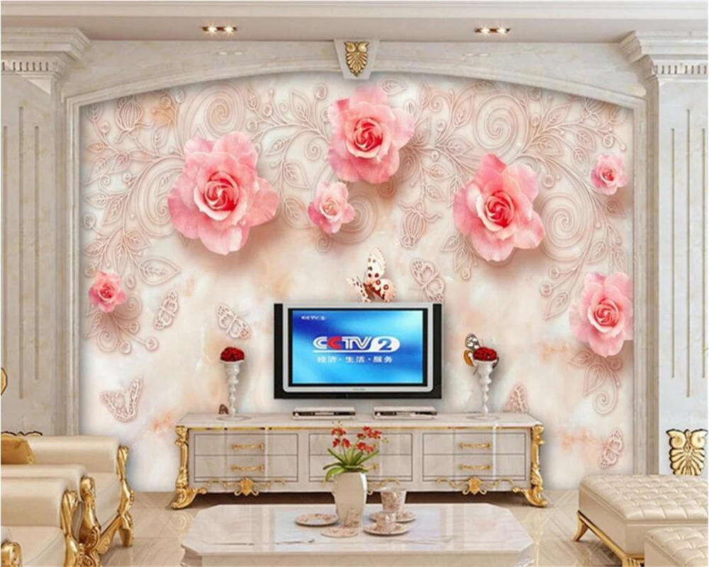 Beibehang 3D Tapeta Európskej Módy Mramorový Reliéf Rose 3D TV Pozadie Obývacia Izba, Spálňa nástennú maľbu, tapety na steny, 3 d