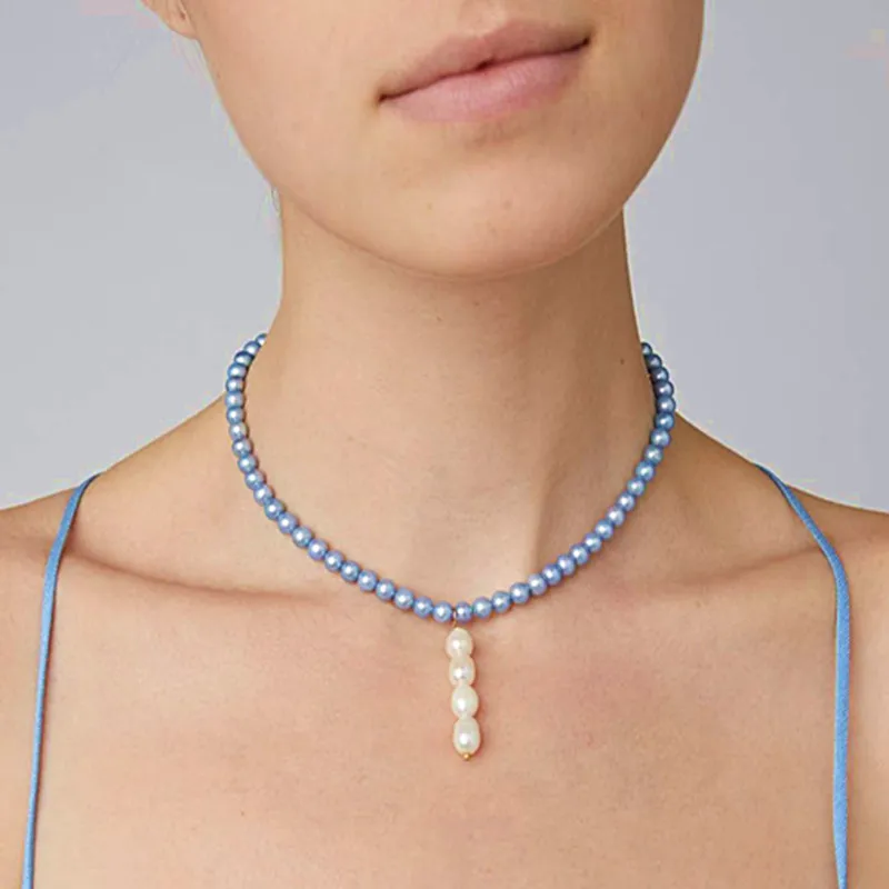 boho Collier lariat sk perles bleues et pendentif corail červený korál prívesok náhrdelníky vrstvený ženy vyhlásenie chokers náhrdelníky