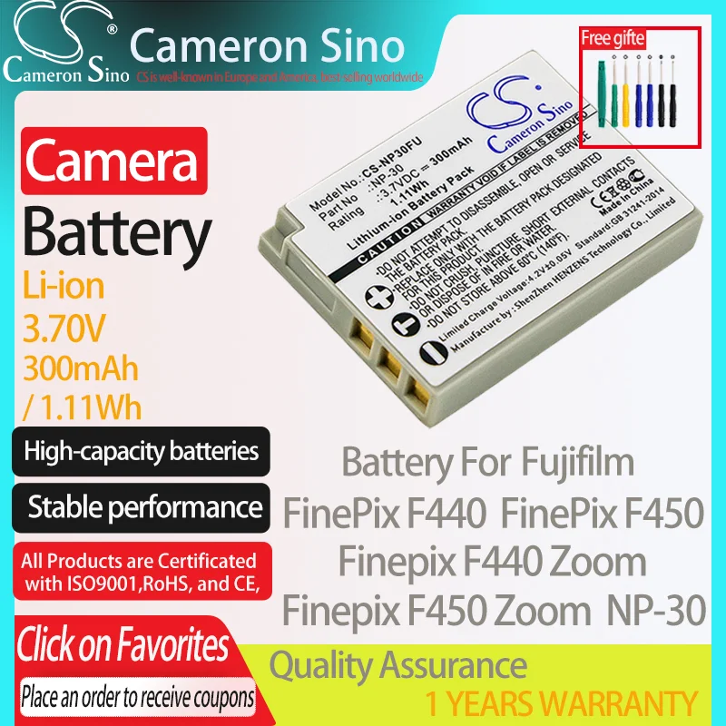 CameronSino Batérie Fujifilm FinePix F440 Finepix F440 Zoom Finepix F450 Zoom hodí Fujifilm NP-30 kamera, batéria 300mAh