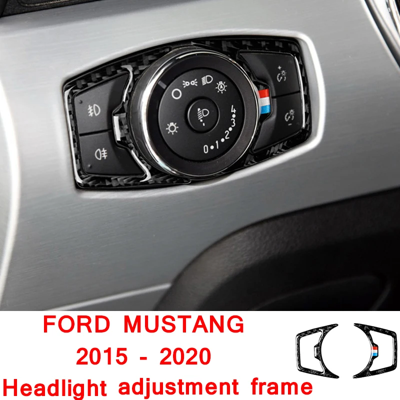 Carbon Fiber Trikolóra Svetlometu Úprava Rámu Dekorácie Pásy Auto Samolepky Pre Ford Mustang 2015 2016 2017 2018 2019 2020