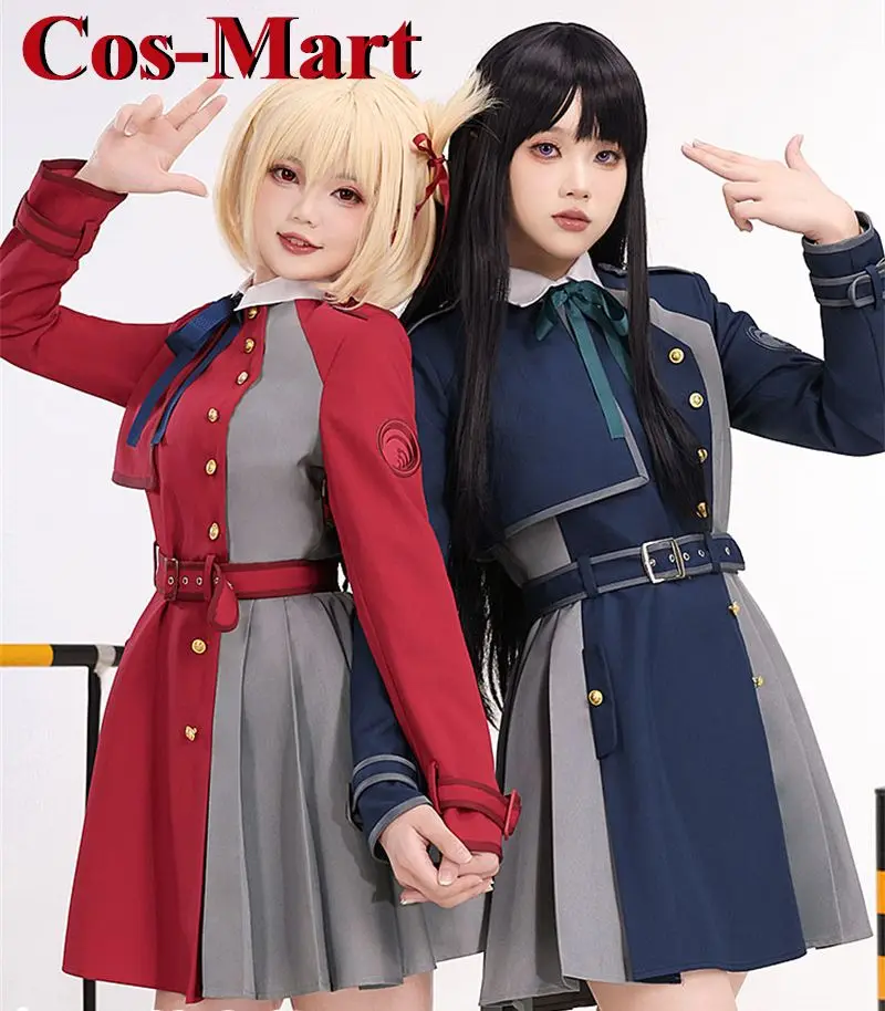 Cos-Mart Anime Lycoris Recoil Nishikigi Chisato/Inoue Takina Cosplay Kostým Krásne Školské Uniformy Strany Úlohu Hrať Oblečenie