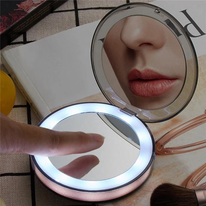 CSHOU134 Svetlo Mini make-up Zrkadlo 3 Krát lupu Cestovné Prenosné Indukčné Osvetlenie make-up Zrkadiel Touch Osvetlenie