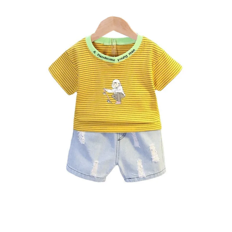 Detské letné Módne Oblečenie Baby Chlapci, Dievčatá Pruhované Tričko, Šortky 2ks/nastaví Deti Dojčenské Oblečenie Batoľa Bavlnené Športové oblečenie