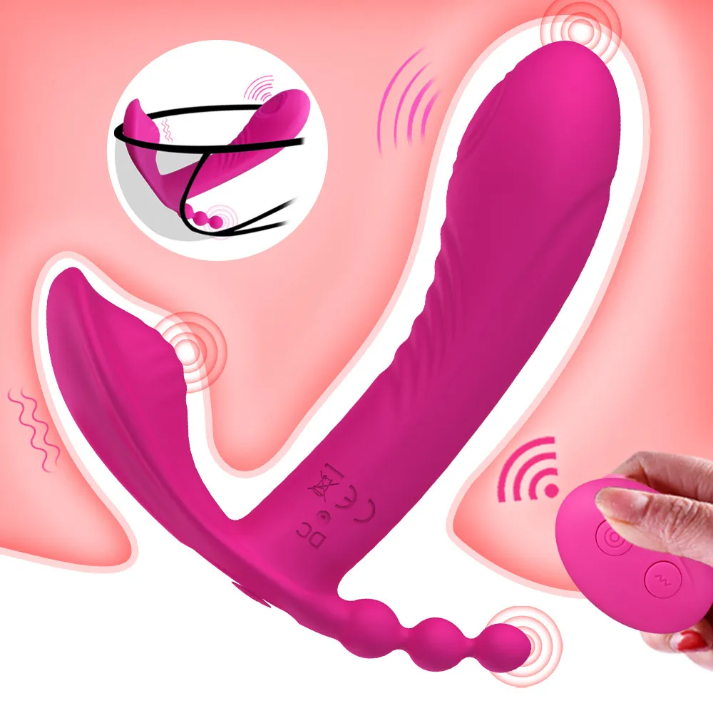 Diaľkové Ovládanie Dildo Vibrátory Nohavičky pre Ženy 3 v 1 Nositeľné Klitoris Análny Stimulátor Klitorisu Žena Masturbator Dospelých Párov