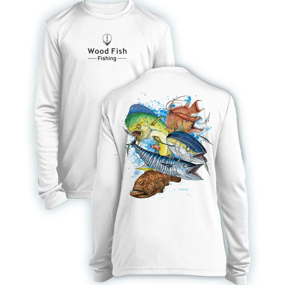Drevo Ryby, Rybárske Oblečenie Pánske Crewneck Tričko-Tlač Camisa De Pesca Rybárske Dlhý Rukáv Uv Ochrany Tričko SOLARVENT HOODY PRO