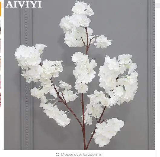 Falošné Čerešňový Kvet Kvet Pobočky Begonia Sakura Strom Kmeňové Akcie DIY Svadobné Strom Decor Dekoračné Umelé Kvety