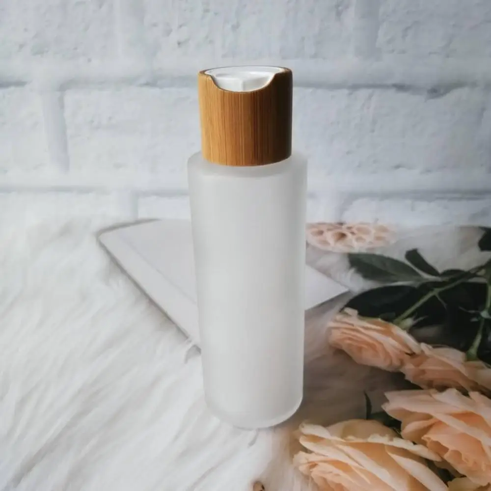 Gravírovanie loga vzorky matné jasné, sklenené Fľaše, bambus parfum fľaše s mliekom disk spp starostlivosti o pleť krém/kozmetika krém na jar