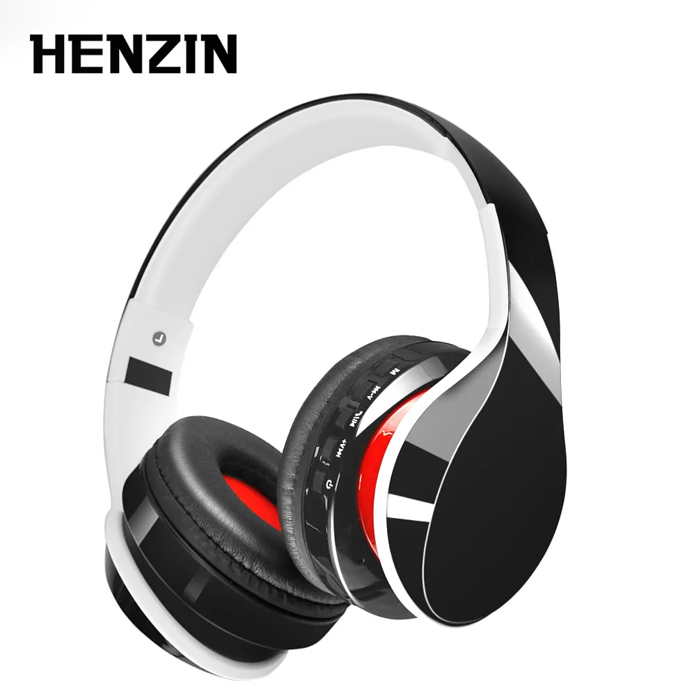 HENZIN Skladacie Bluetooth Headset HIFI Stereo Bezdrôtové Slúchadlá s Mikrofónom Podpora Mp3, FM Rádio, TF Aux Handsfree pre Smartphony