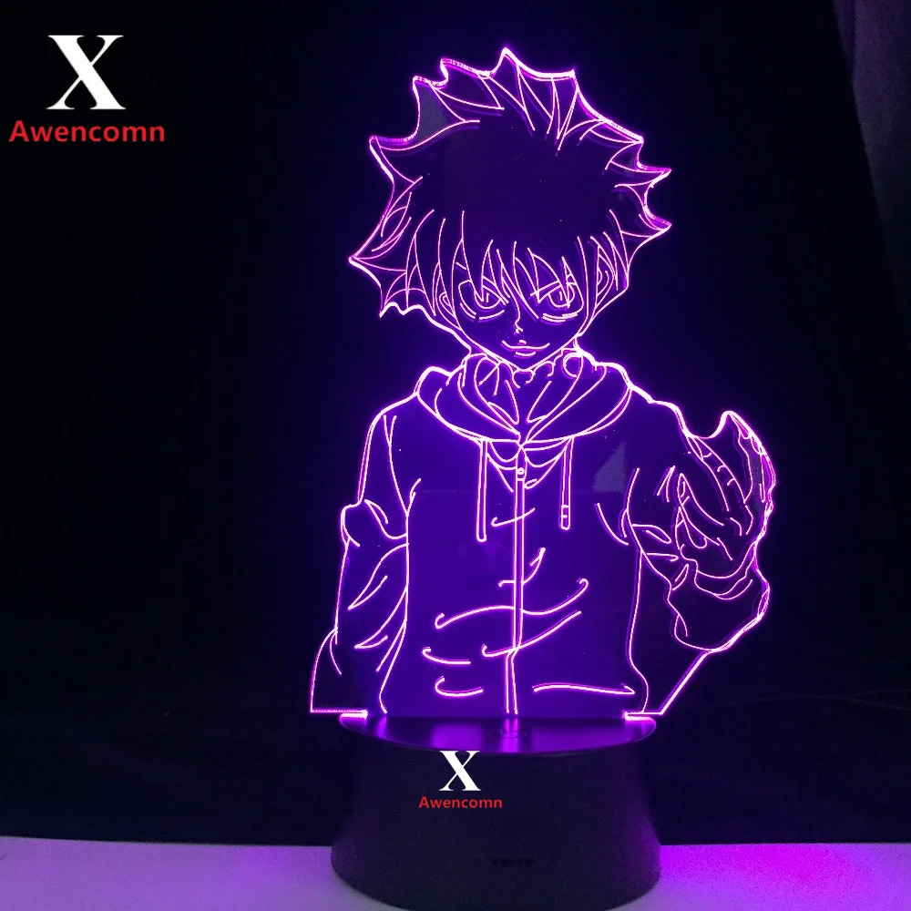 Hunter X Hunter Killua Anime 3d Led Svetlo pre Narodeninám Spálňa Decor Nočného Akryl Led Nočné Lampy Killua