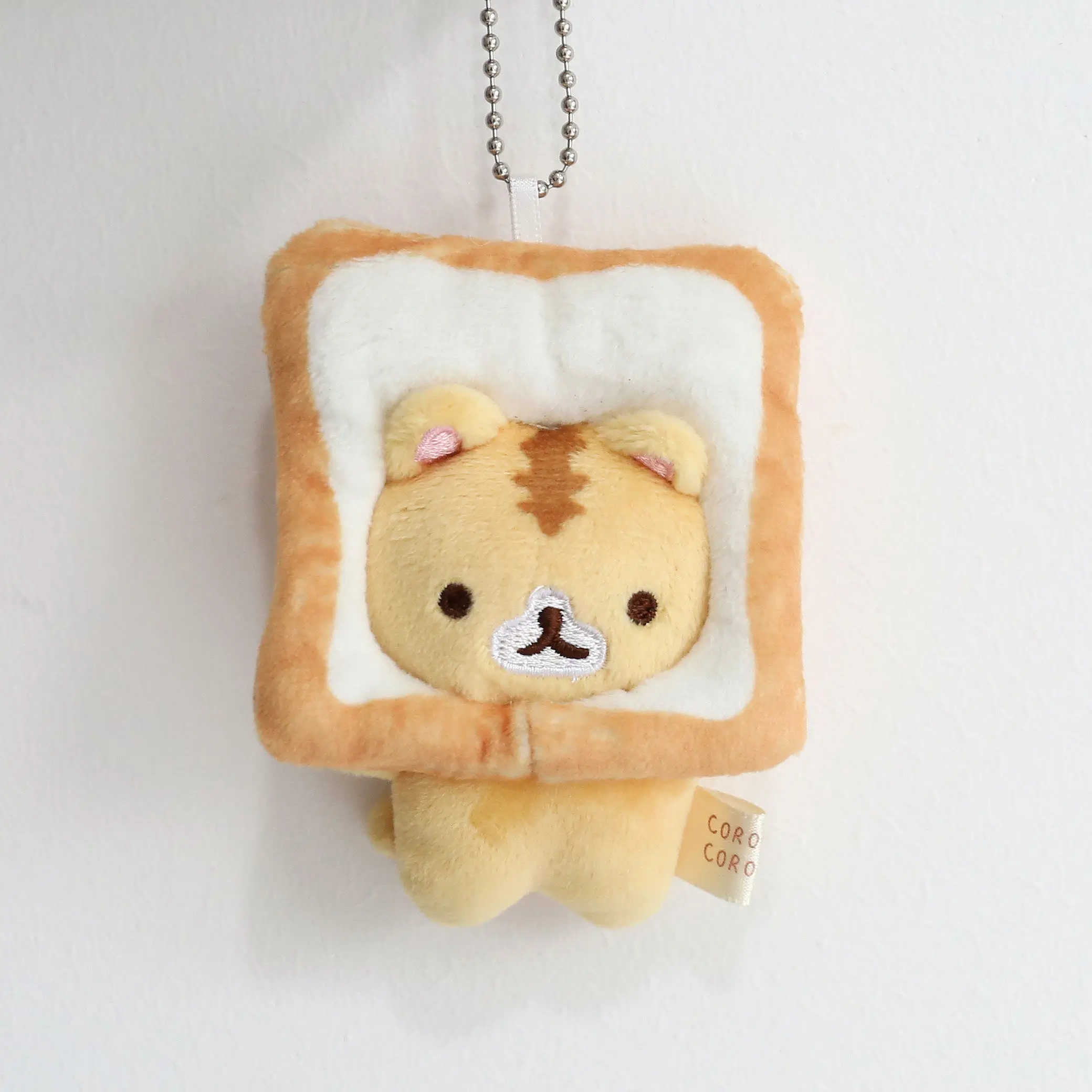 Japonský Štýl Žltá Mačka Chlieb, Hrianka Potravín Plyšové Tvar Kawaii Keyring Keychain Prívesok Plnené Bábika Mini Plyšové