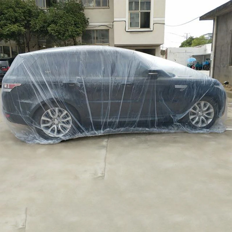 Jedno Auto Kryt Vodotesné Priehľadné Plastové Prachotesný Kryt Dážď Pokrýva Univerzálny SUV Auto Kryt Dážď, Prach, Sneh, Garáž