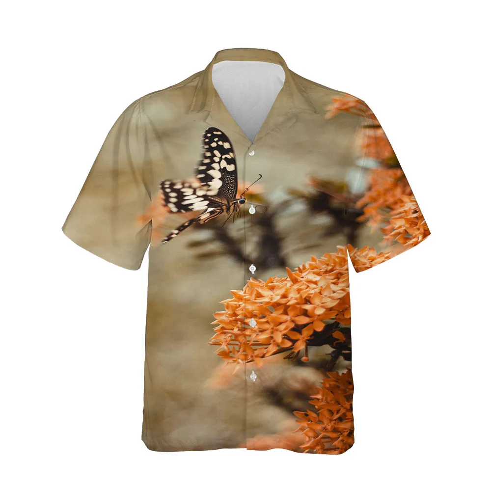 Jumeast Nové 3D Letné Tričko Mužov Motýľ Rad Mens Havajská Košeľa Krátky Rukáv Fashion Streetwear Bežné Pohodlné Blúzky