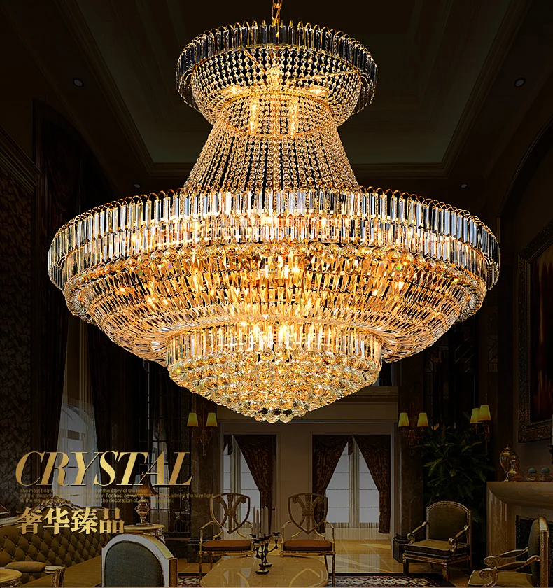 LED Moderné Zlato, Krištáľové Lustre Svetlá Zariadenie Veľkým Okrúhlym Luxusné Crystal Droplight Domáce Vnútorné Foyer Osvetlenie D140cm*H120cm