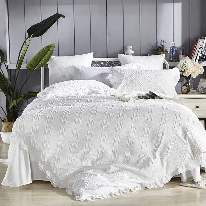 Luxusné 100% bavlnená posteľná bielizeň nastaviť Kráľ, Kráľovná veľkosť 4Pcs Svadobné Lôžko stanovené Perinu Bedsheet Rezané kvety štýl 3d stereoskopické čistý