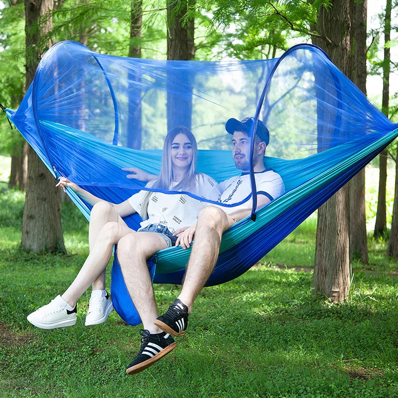 Modrá Zelená Prenosné Outdoor Camping hojdacia sieť s moskytiérou Vysoká Pevnosť Padák Tkaniny, Závesné Lôžko Lov Spanie Swing