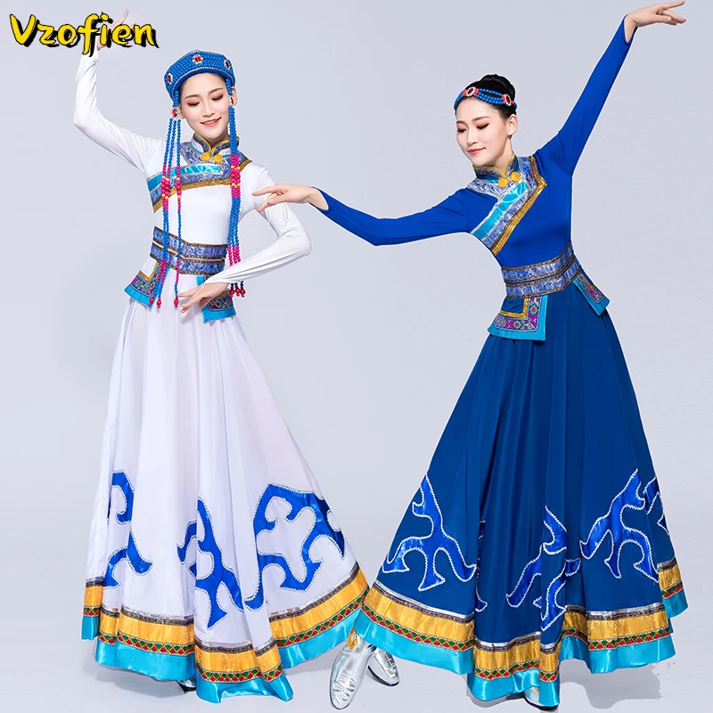 Mongolskej Tanečných Kostýmov, Starovekej Národnej Tanečné Šaty Žena Fáze DanceWear Výkon Mongolskej Šaty Hanfu Tibetskej Ľudový Tanec