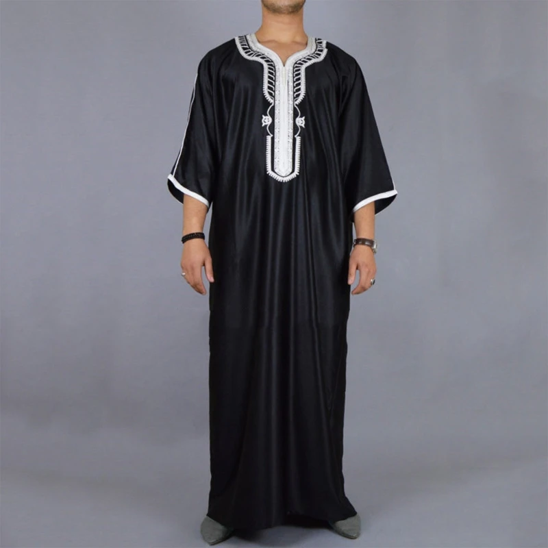 Muži Župan w/ Mid-dĺžka Rukáv Tradičné Moslimské Oblečenie Eid Blízkom Východe Arabského Jubba Thobe Moslimské Oblečenie pre Štyri ročné obdobia