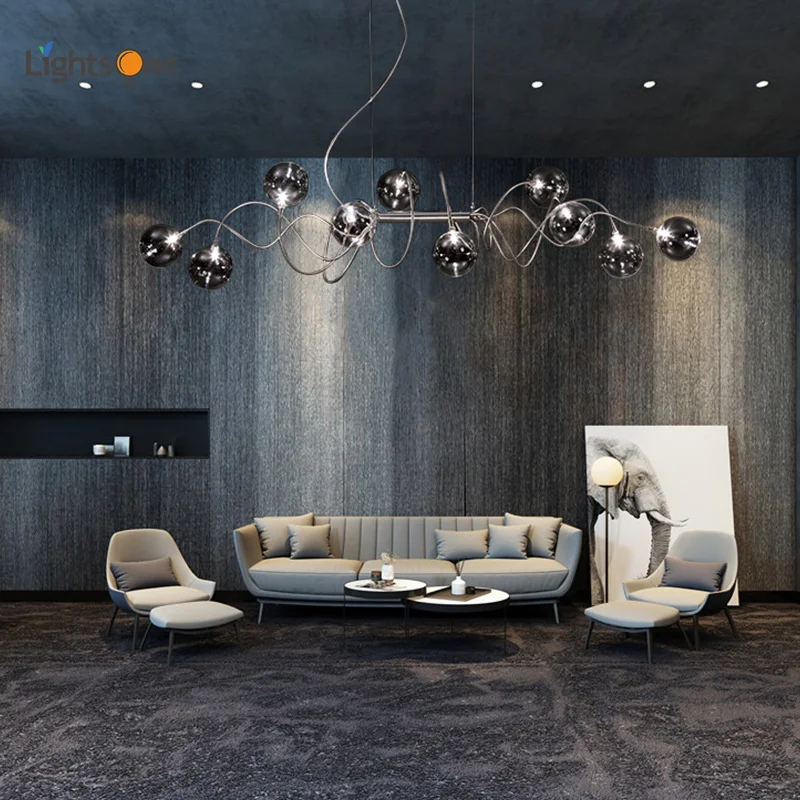 Nordic obývacia izba sklo magic bean luster moderný minimalistický molekuly spálňa tvorivé osobnosti reštaurácia, bar lampy