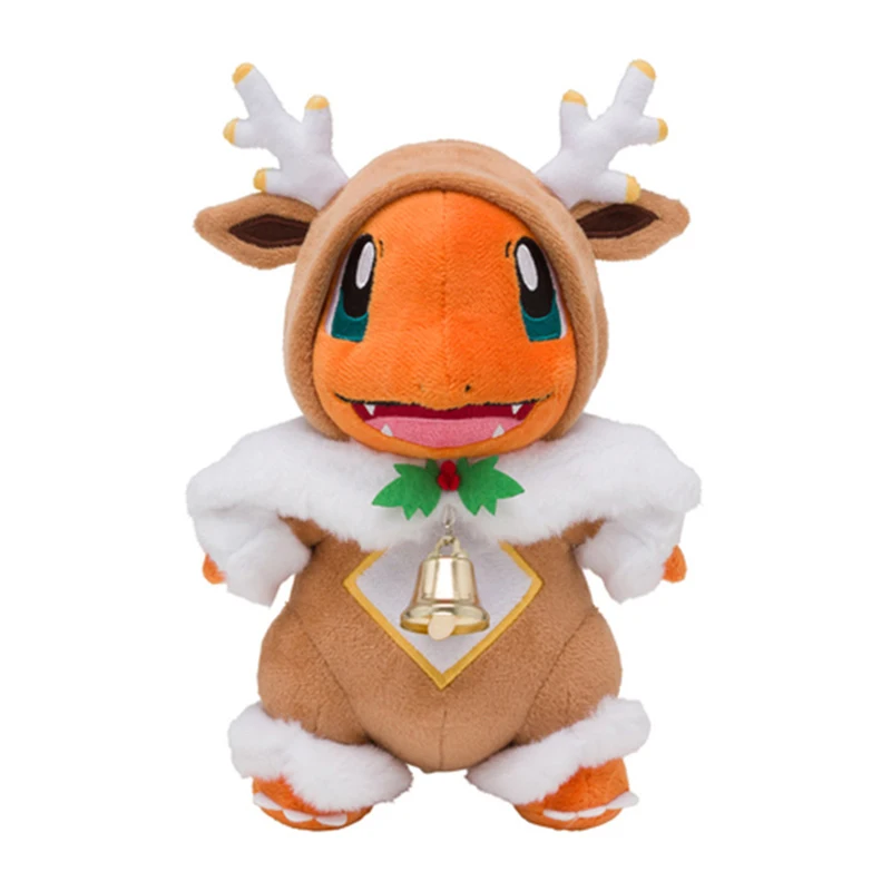 Nové 25CM Pokemon Anime Plyšové Hračky Malé Fire Dragon Charmander Peluche Dovolenku Dar Kawaii Bábika Cosplay Elk Zvony Vianočný Darček