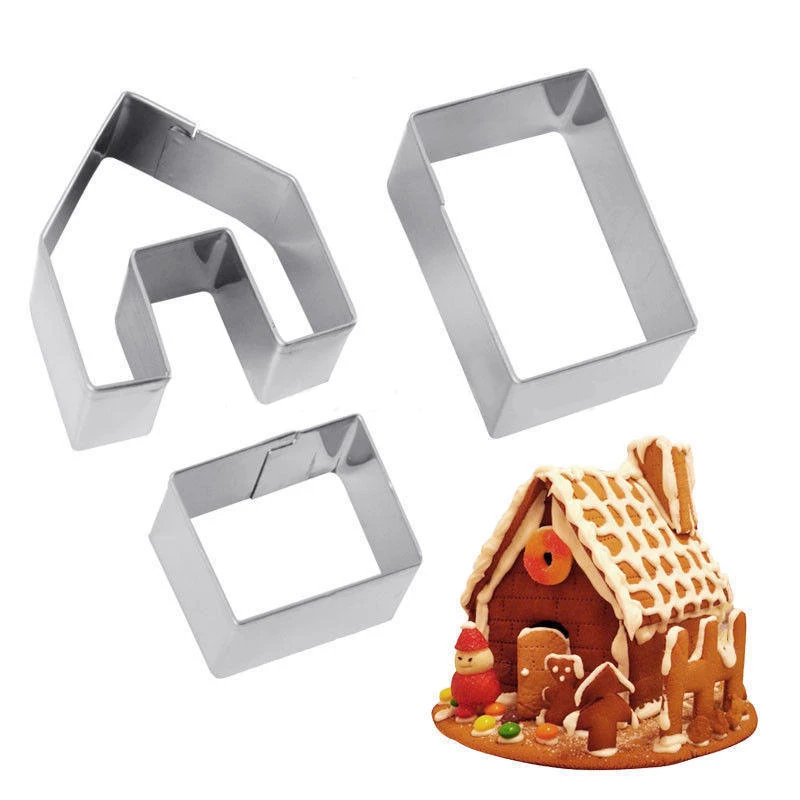 Nové 3ks Mini Nehrdzavejúcej Ocele Gingerbread House Cookie Cutter Nastaviť Biscuit Plesní