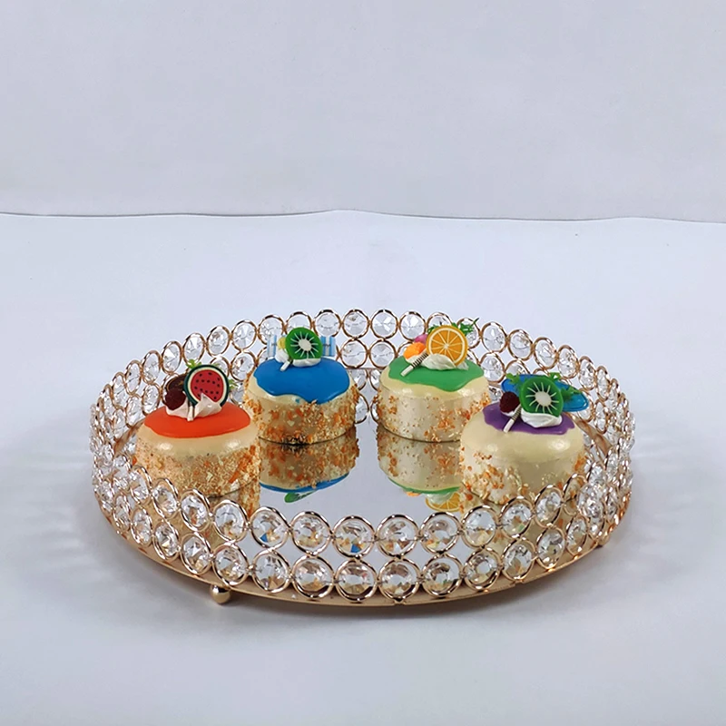 nové kolo zlaté zrkadlo cupcake stojan crystal kov Strany a rodiny dekorácie veľký ovocný tanier ovocný kôš domov nastaviť tortu nástroj
