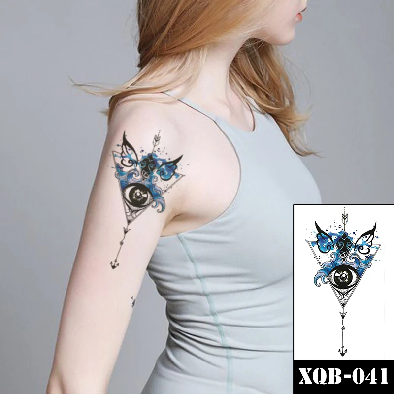 Nové Oko Boha Totem Nepremokavé Dočasné Tetovanie Nálepky Modrý Atrament Krídla Šíp Falošné Tetovanie Flash Tatoos Ramena Body Art Ženy Muži